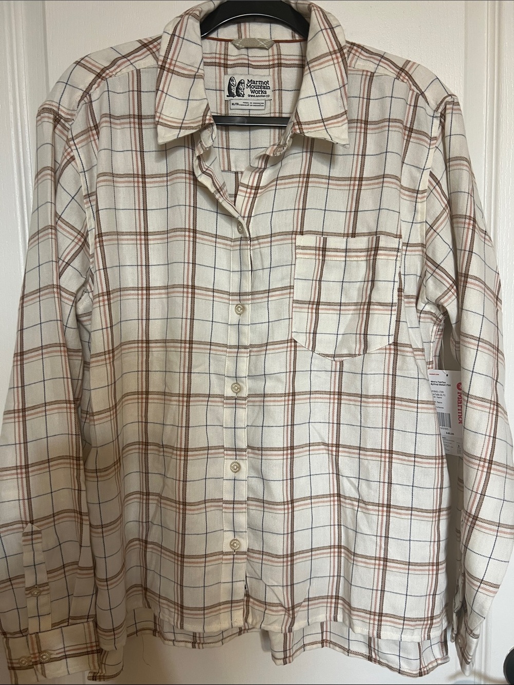 Marmot Women’s Cream Plaid Long-Sleeve Button-Down Shirt